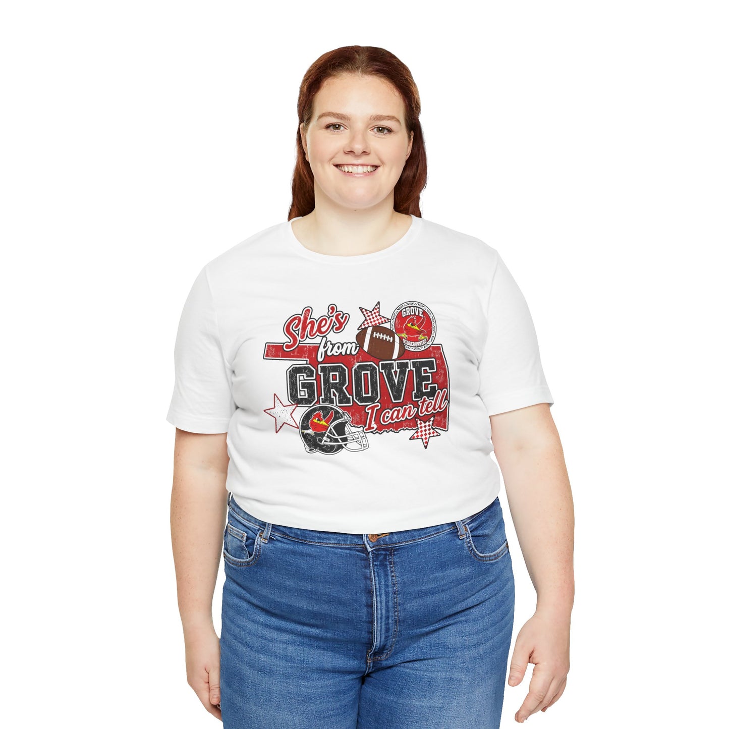 She's From Grove I Can Tell T-Shirt — Grove Football Fan Tee