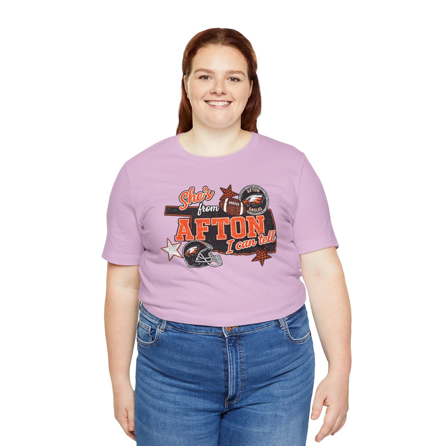 Afton Football Town Retro Graphic Tee — "Shes from Afton I can too"