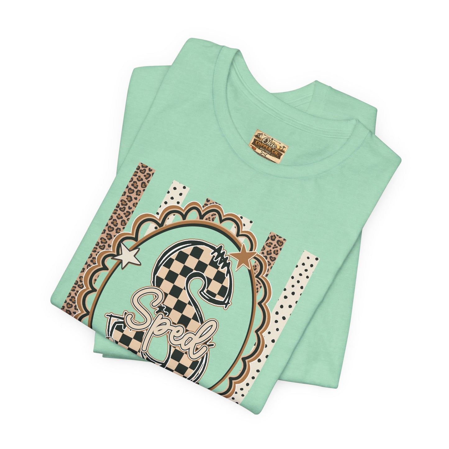 Sped S Monogram Tee — Checkerboard Leopard Graphic T-Shirt