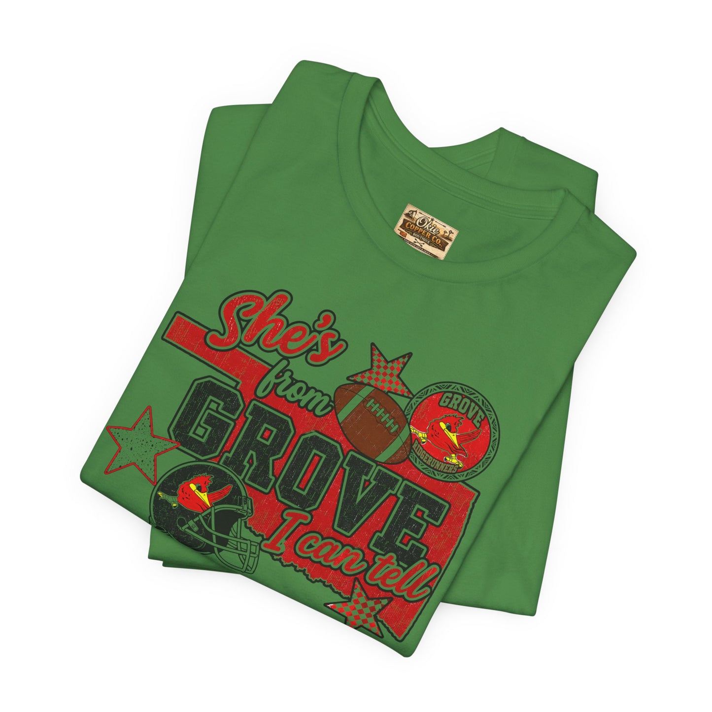 She's From Grove I Can Tell T-Shirt — Grove Football Fan Tee