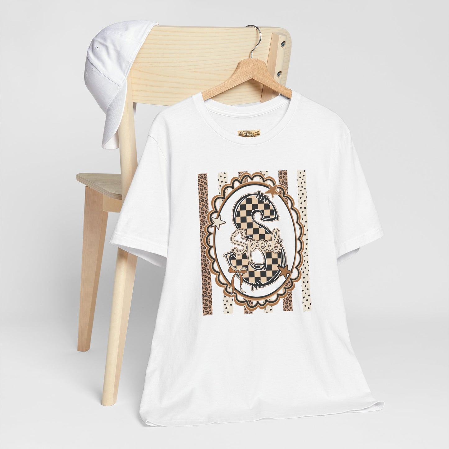Sped S Monogram Tee — Checkerboard Leopard Graphic T-Shirt