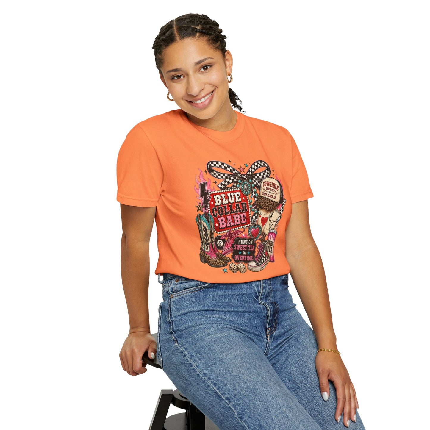 Blue Collar Babe T-Shirt — Retro Cowgirl Graphic Tee