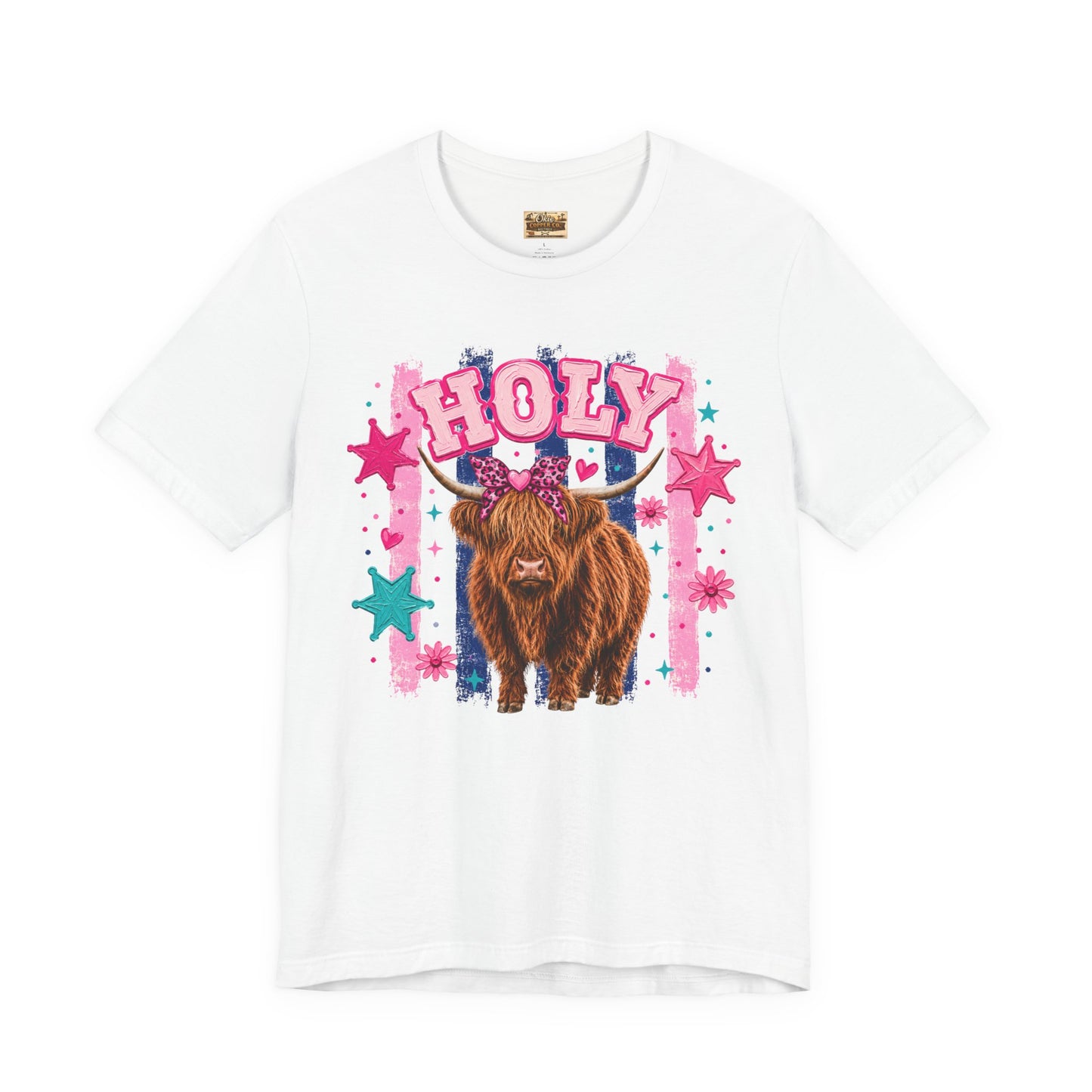 Holy Cow Highland Cow Graphic Tee — Cute Pastel Ranch Shirt