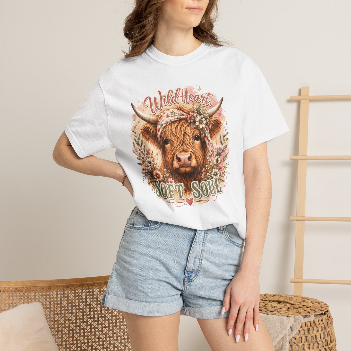 T-Shirt — “Wild Heart, Soft Soul” Highland Cow Graphic Tee
