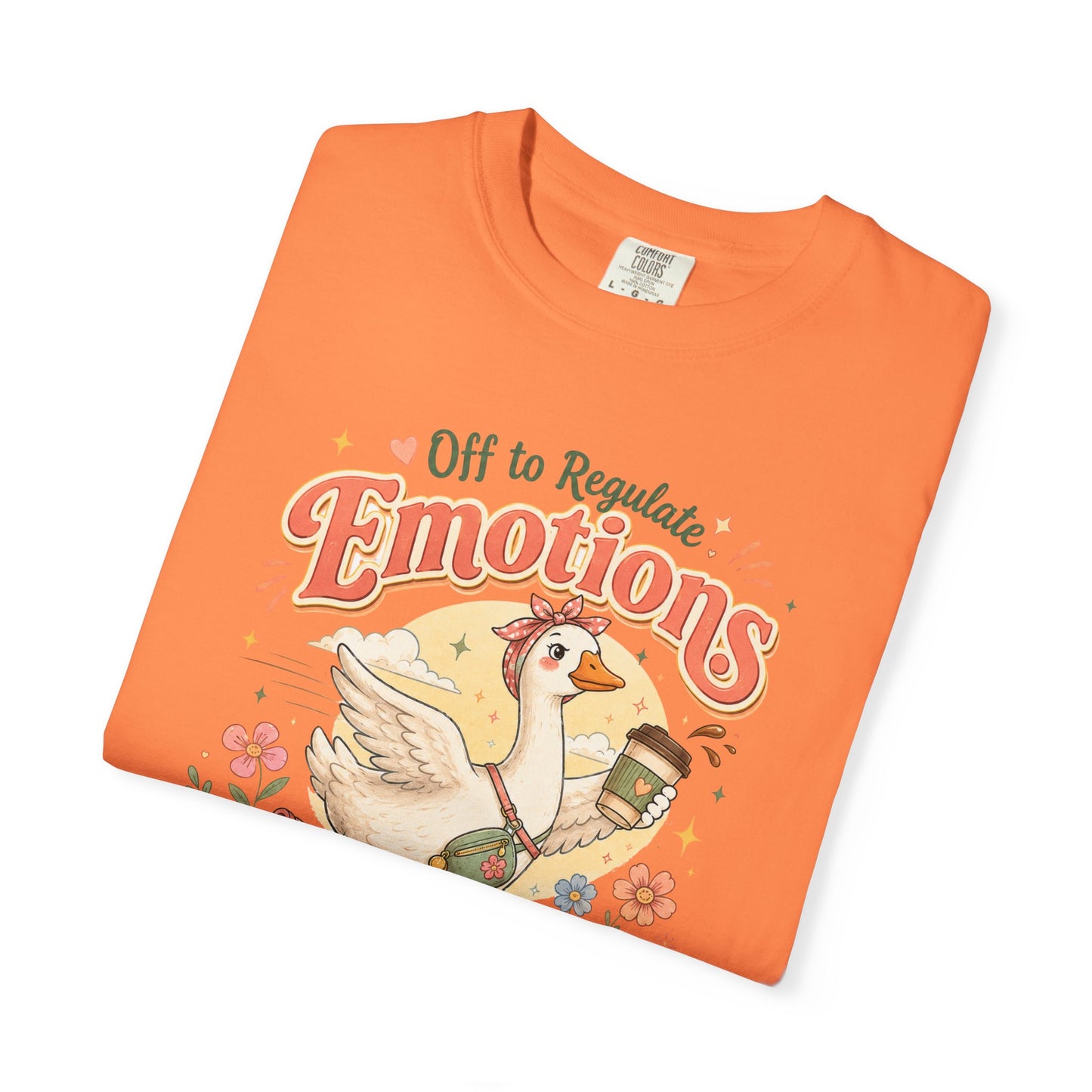 Emotions Duck Graphic T-Shirt — "Off to Regulate" Vintage Coffee Tee