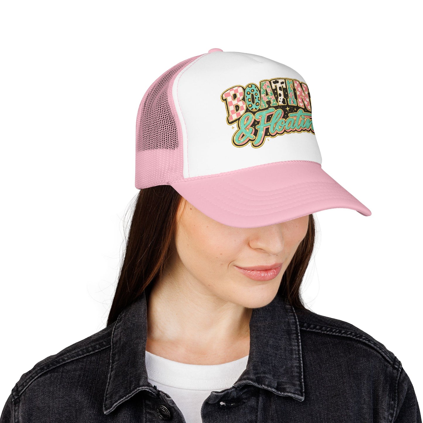 Boatin' & Floatin' Trucker Hat — Retro Floral Pool/Beach Foam Cap