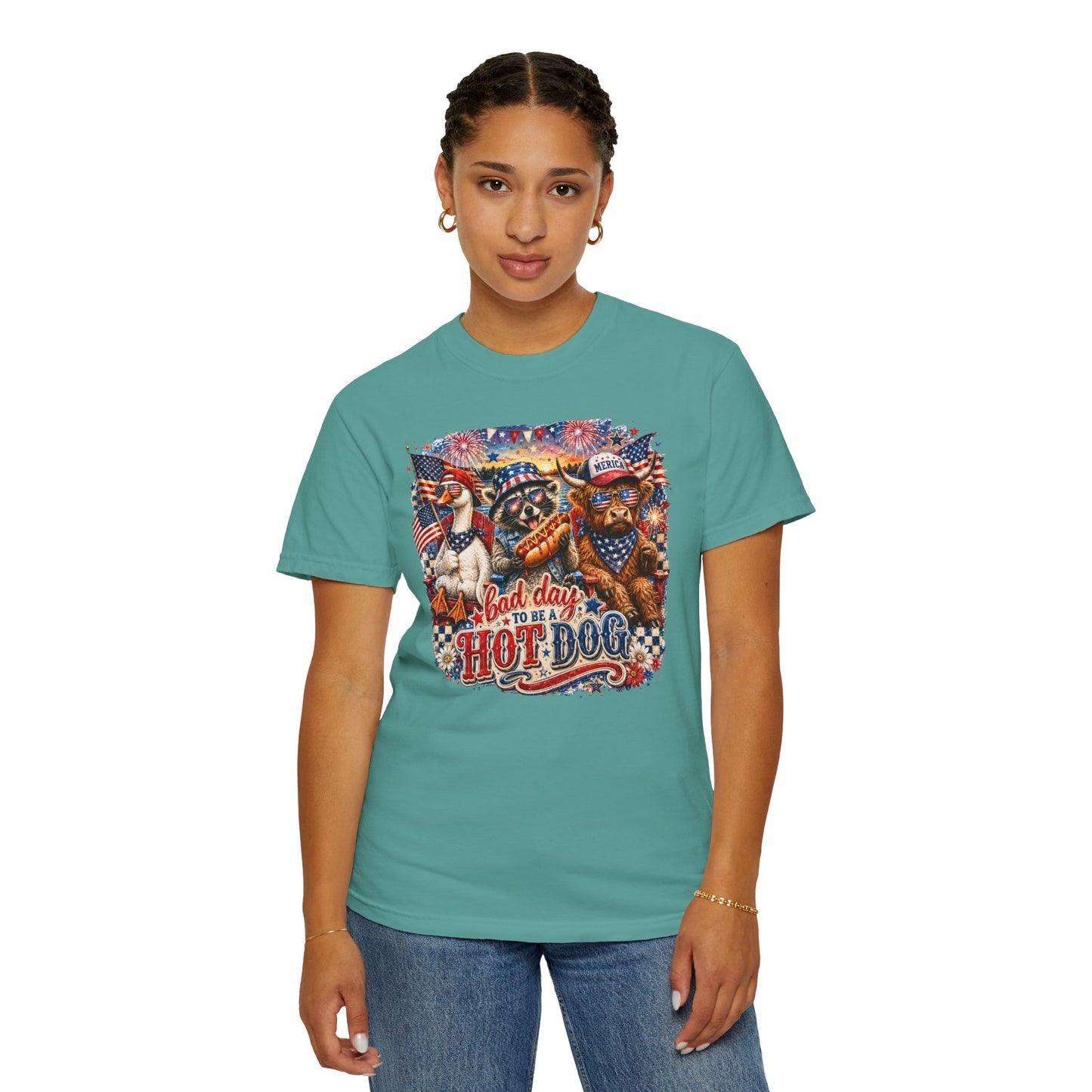 Patriotic 'Born to Be a Hot Dog' Graphic T-Shirt
