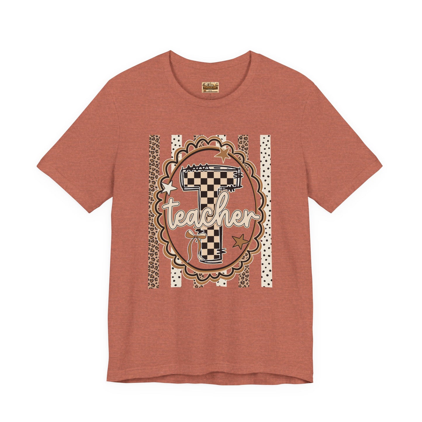 Teacher Monogram Tee — Number 1 Checkered Design