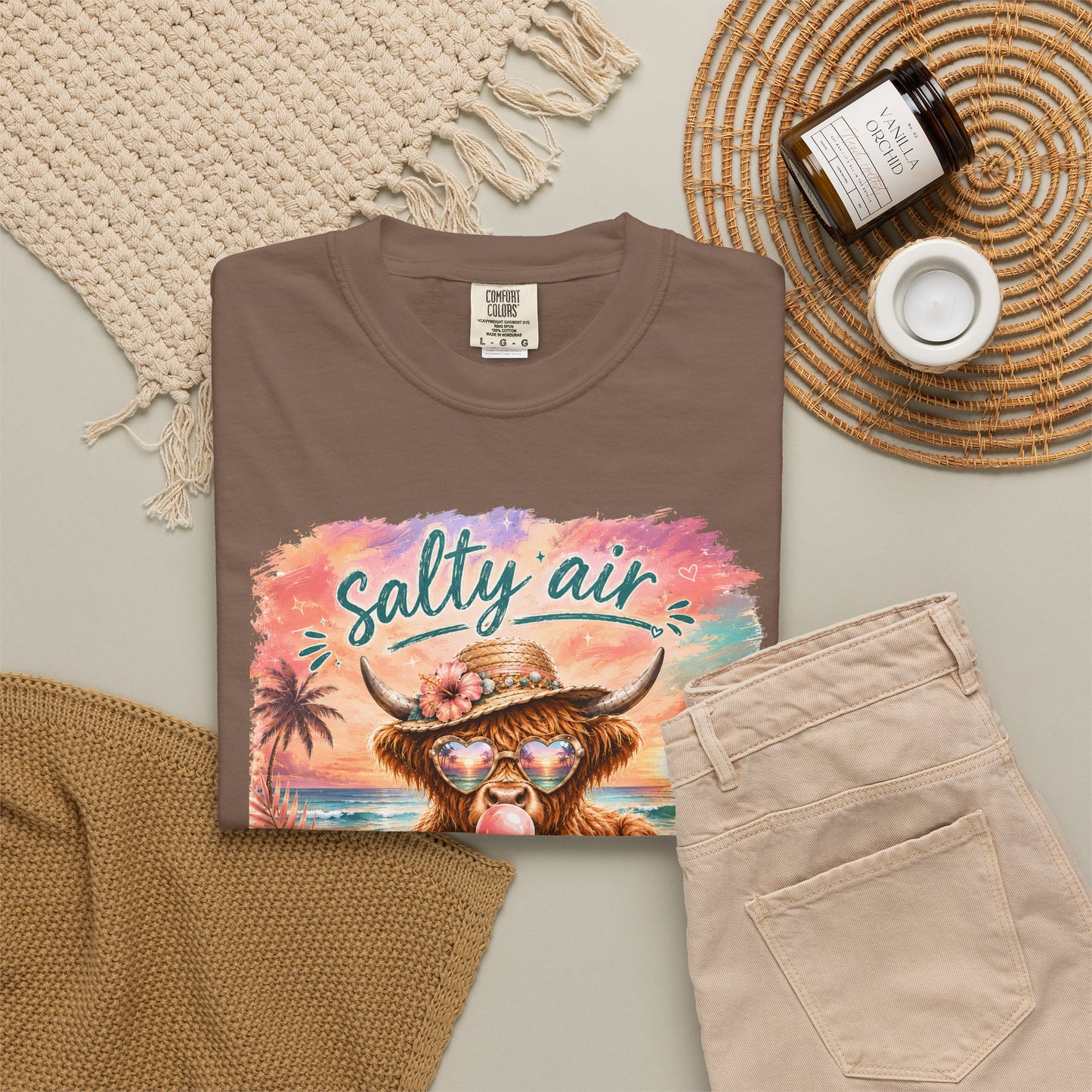 Salty Air "Don't Care" Beach Cow Graphic T-Shirt