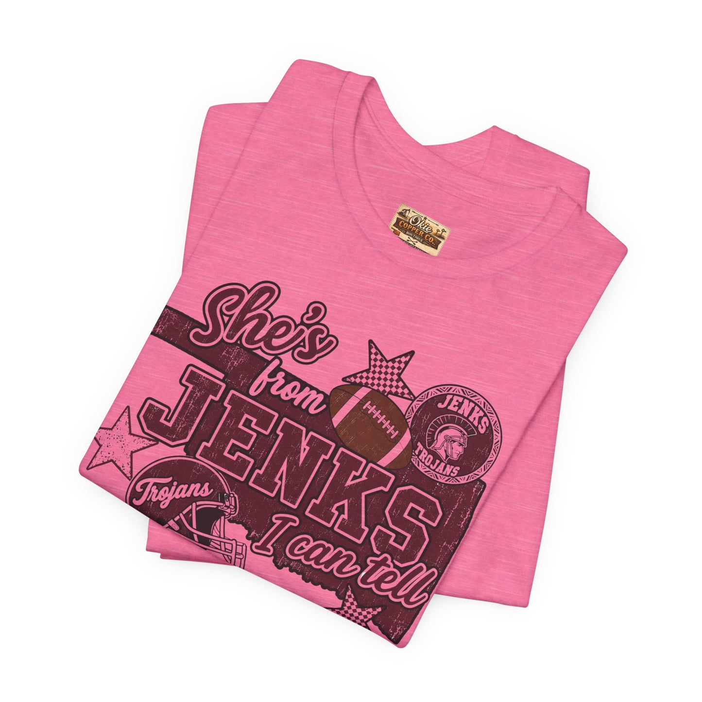 She's from Jenks Tee — Vintage High School Football Graphic T-Shirt