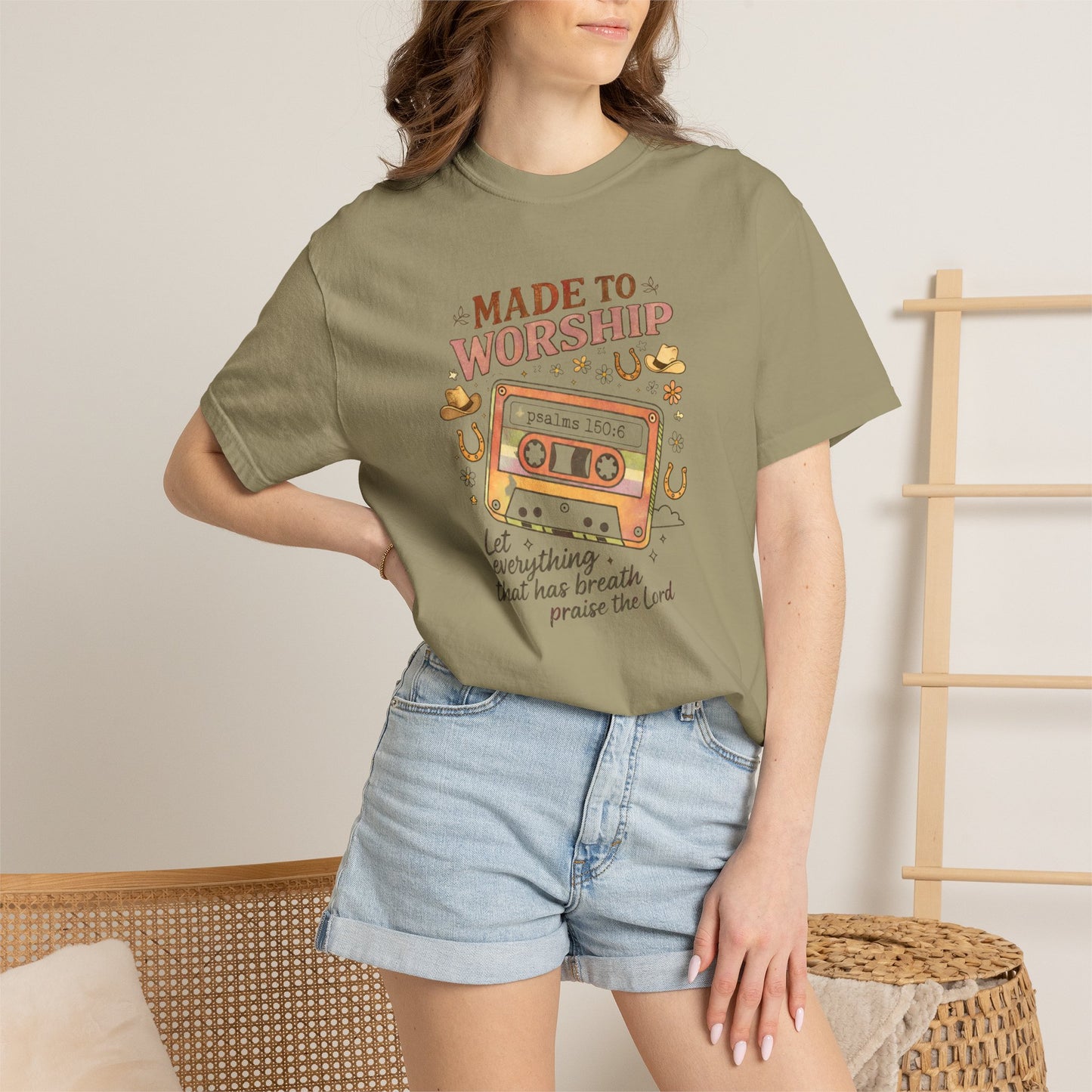 Made to Worship T-Shirt — Retro Cassette Christian Worship Tee