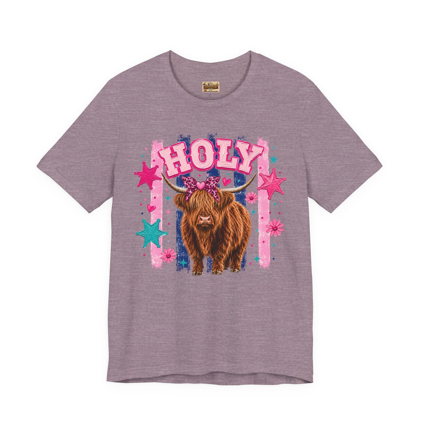 Holy Cow Highland Cow Graphic Tee — Cute Pastel Ranch Shirt