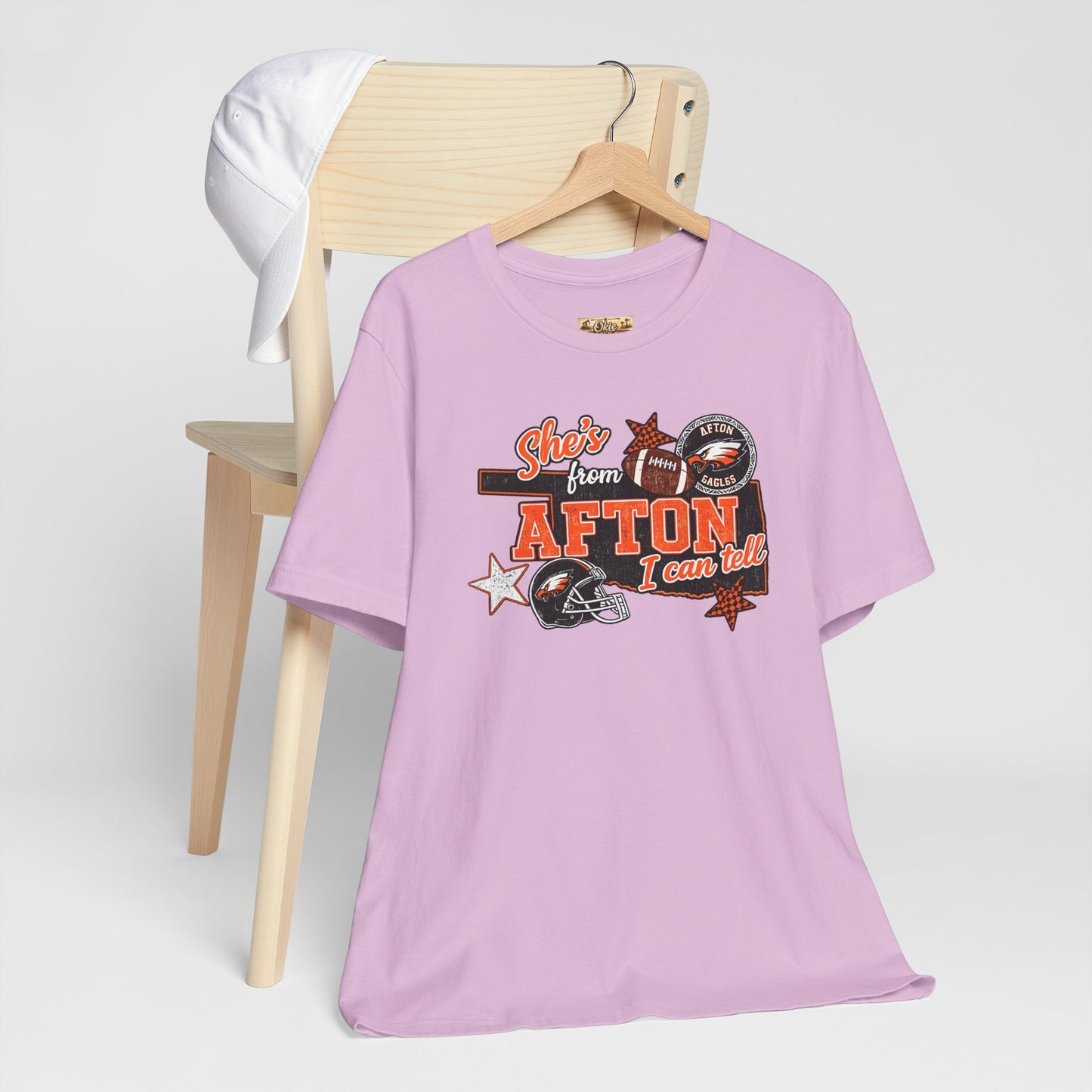 Afton Football Town Retro Graphic Tee — "Shes from Afton I can too"