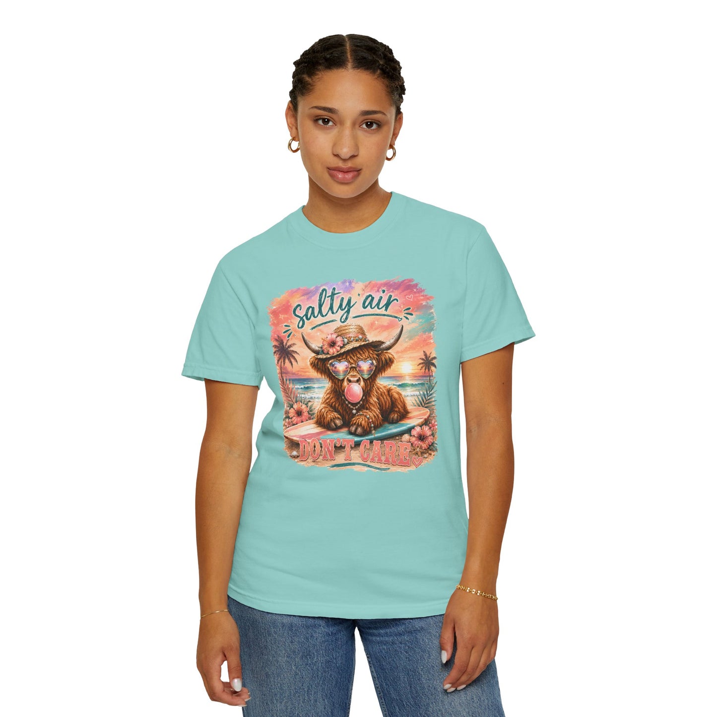 Salty Air "Don't Care" Beach Cow Graphic T-Shirt