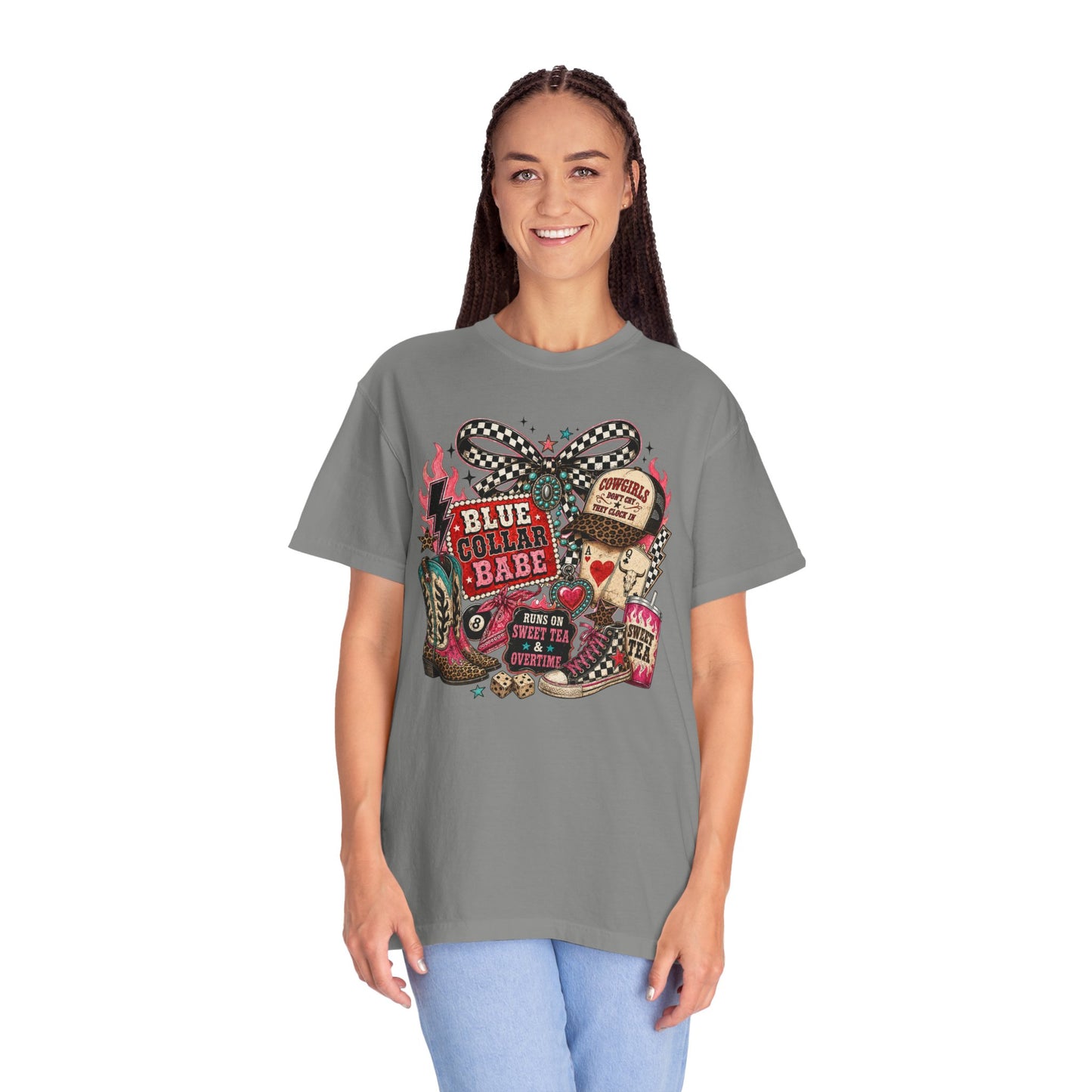 Blue Collar Babe T-Shirt — Retro Cowgirl Graphic Tee