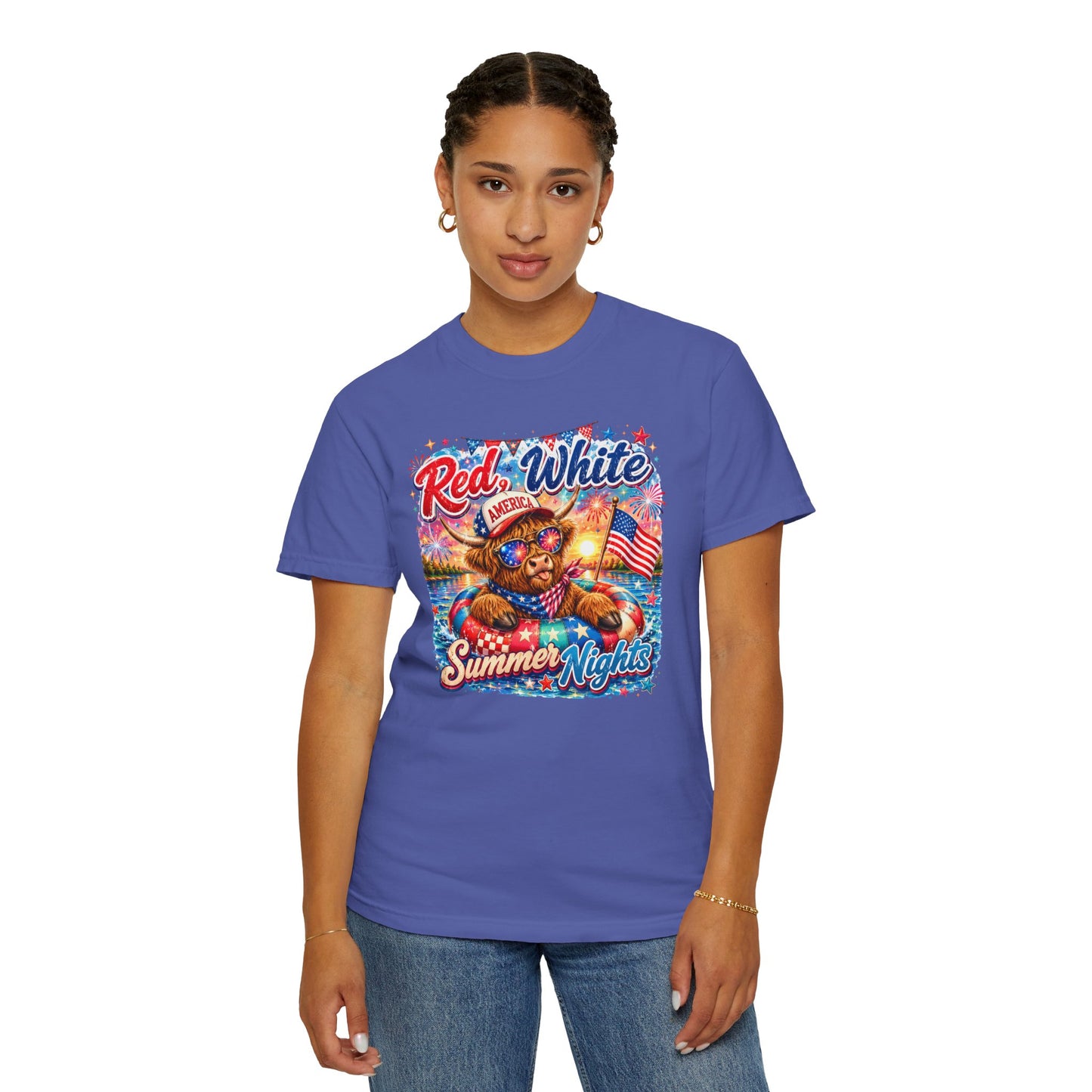 Red, White & Summer Nights T-Shirt — Patriotic Fourth of July Bear Graphic Tee
