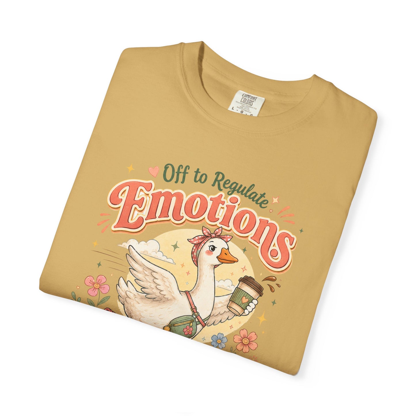 Emotions Duck Graphic T-Shirt — "Off to Regulate" Vintage Coffee Tee