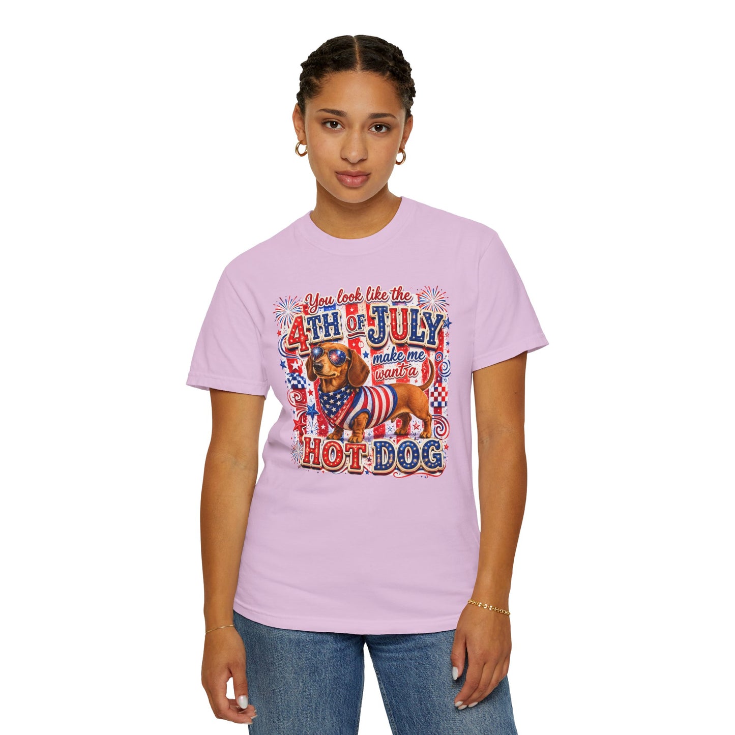 4th of July Hot Dog Dachshund T-Shirt – Patriotic Funny BBQ Tee