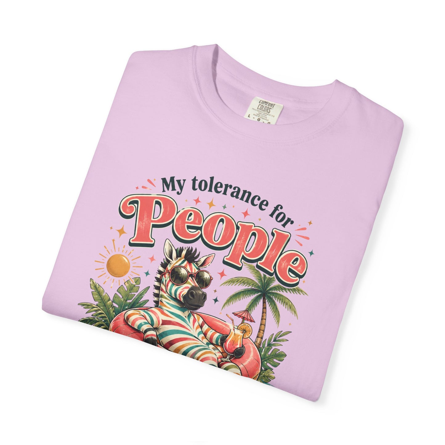 "My Tolerance for People Lasts This Long" Retro Cat Pool Float Graphic Tee
