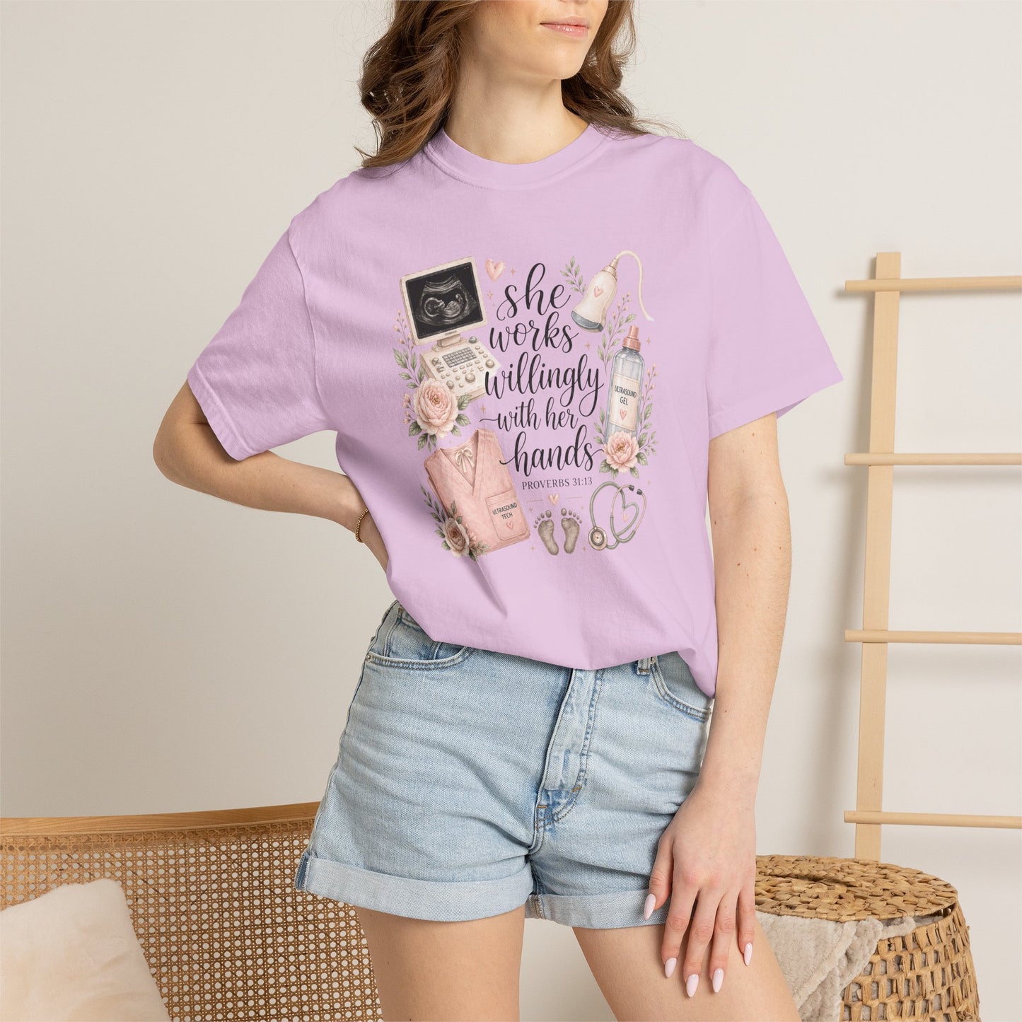 She Works Willingly With Her Hands – Ultrasound Tech Tee