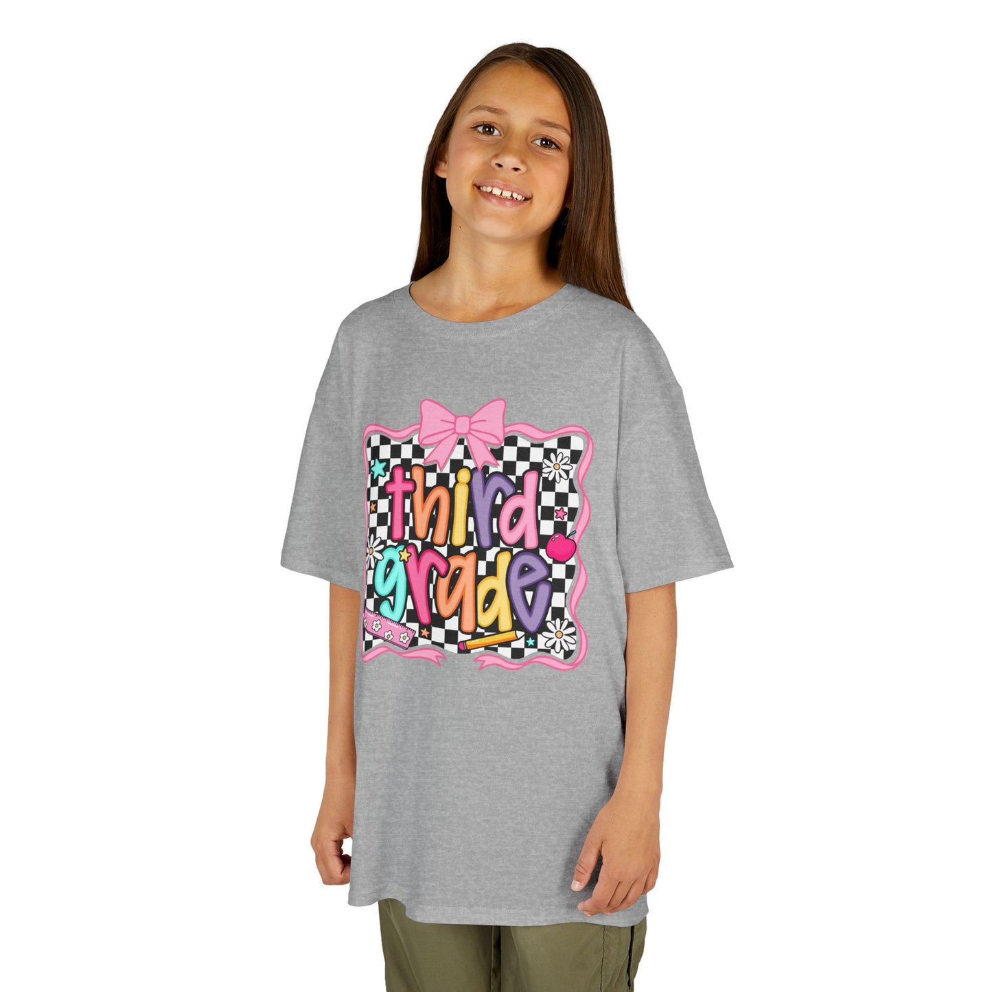 Third Grade Kids T-Shirt — Colorful Back-to-School Tee with Bow