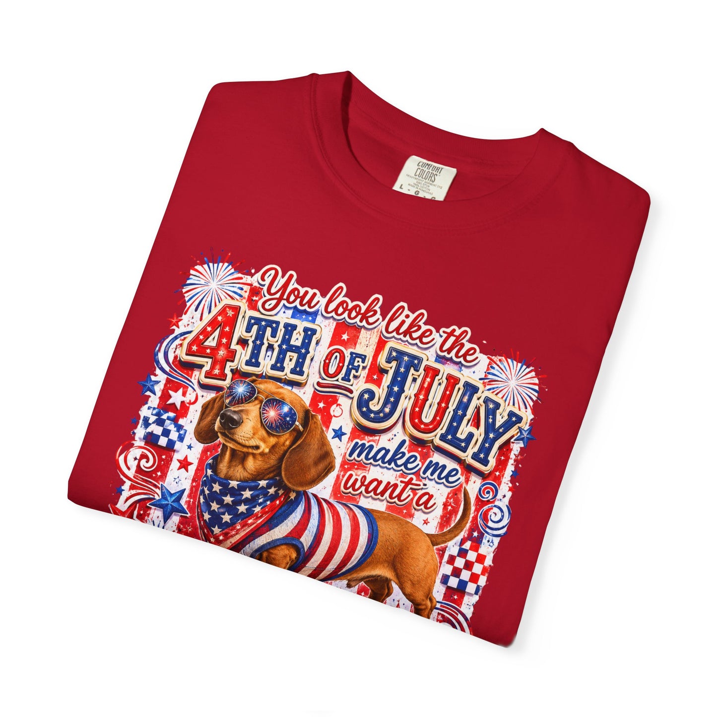 4th of July Hot Dog Dachshund T-Shirt – Patriotic Funny BBQ Tee