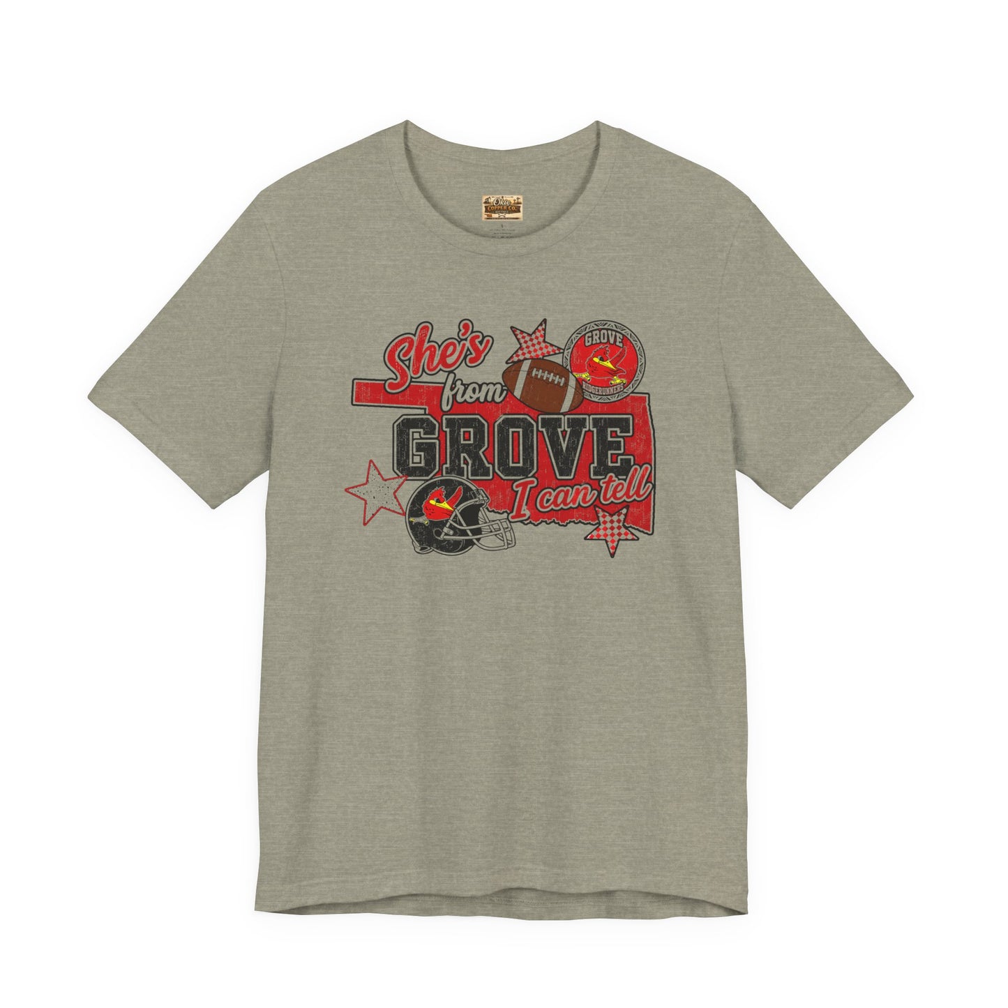 She's From Grove I Can Tell T-Shirt — Grove Football Fan Tee