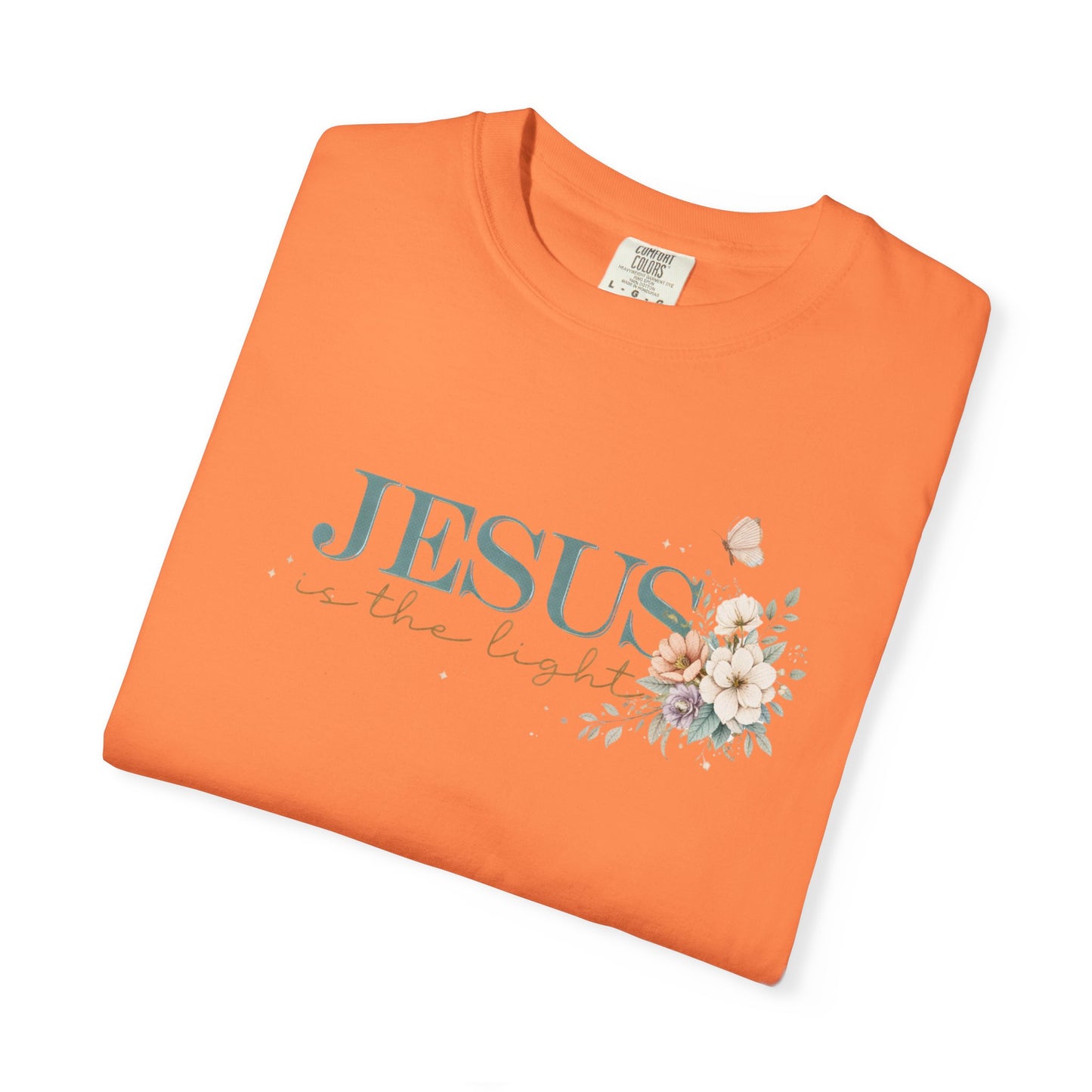 Jesus Is the Light T-Shirt — Floral Cross Christian Tee (Walking in Faith)