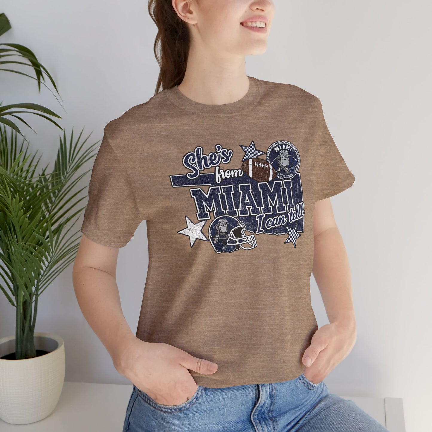 She's From Miami Graphic Tee — Retro Football Fan Shirt