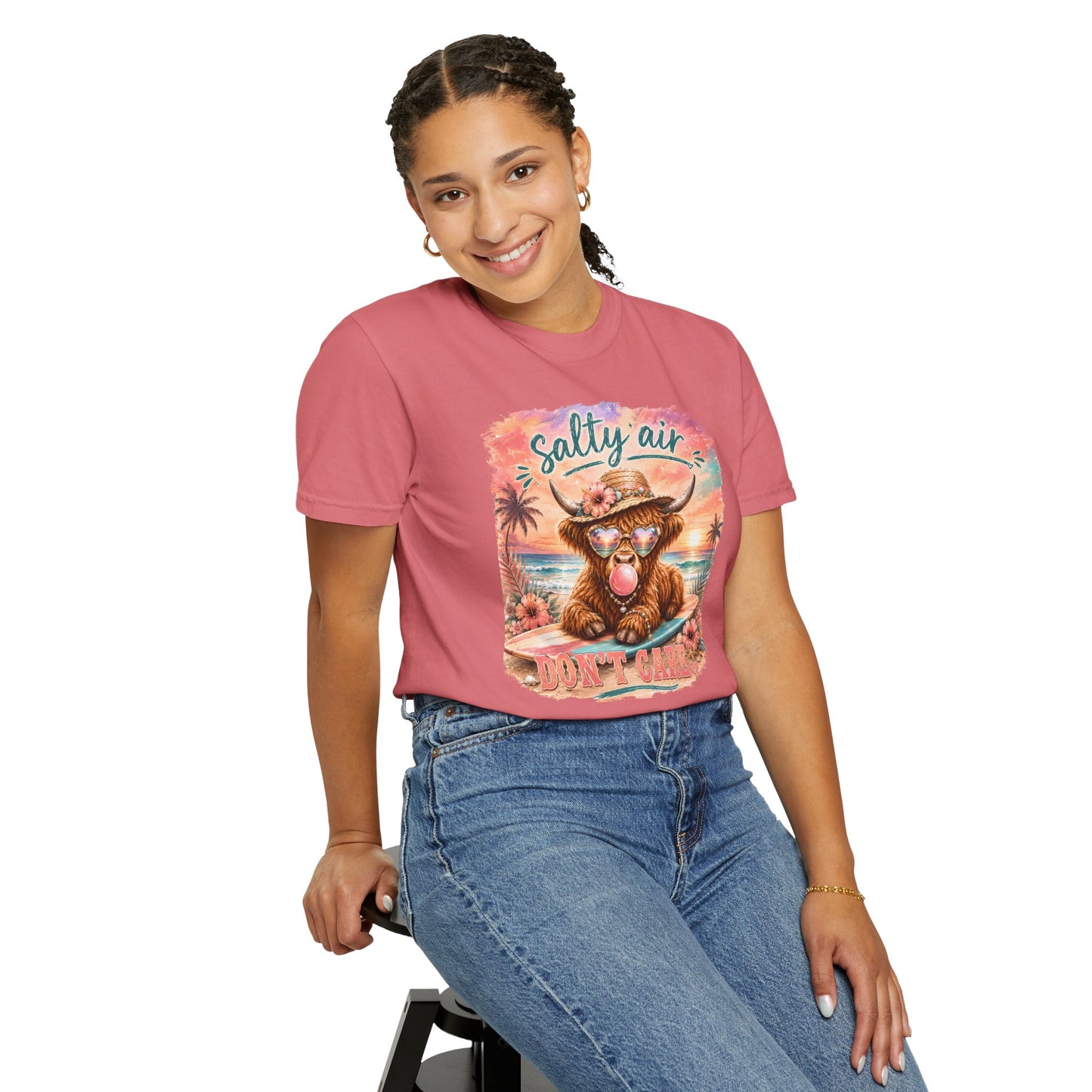 Salty Air "Don't Care" Beach Cow Graphic T-Shirt