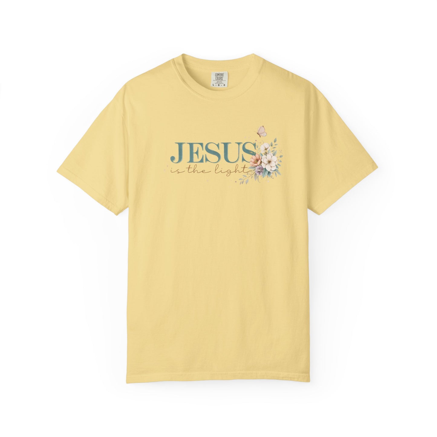 Jesus Is the Light T-Shirt — Floral Cross Christian Tee (Walking in Faith)