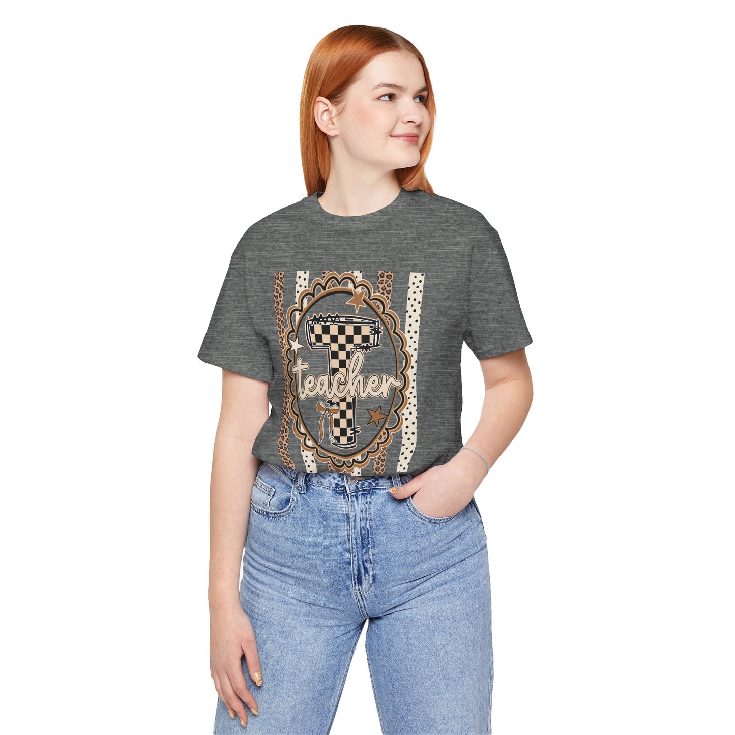 Teacher Monogram Tee — Number 1 Checkered Design