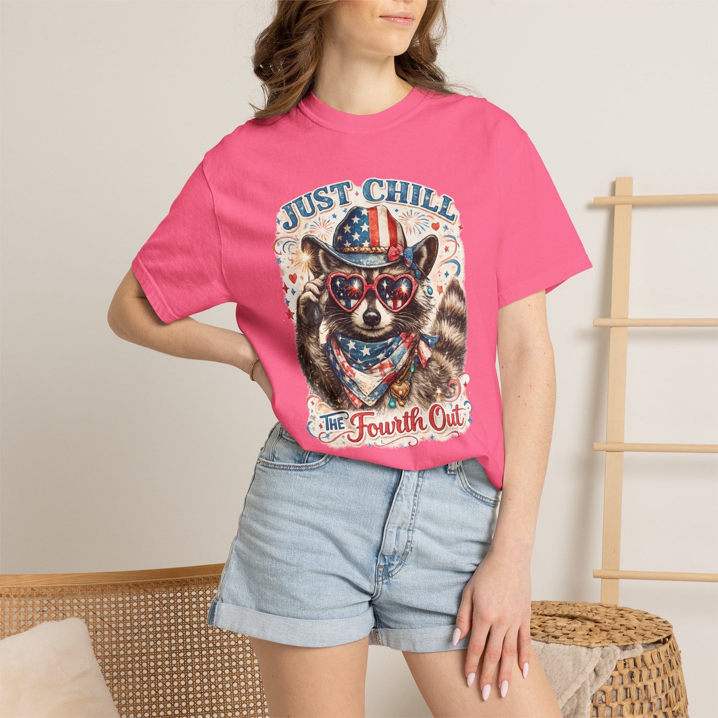 Fourth of July Raccoon T-Shirt — "Just Chill The Fourth Out" Patriotic Tee