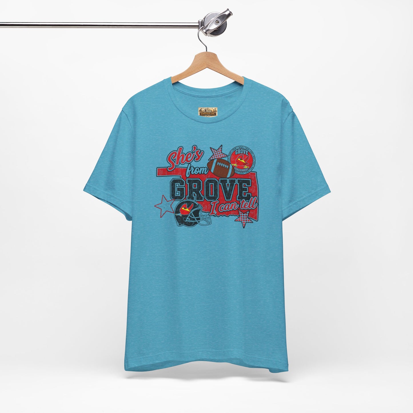 She's From Grove I Can Tell T-Shirt — Grove Football Fan Tee