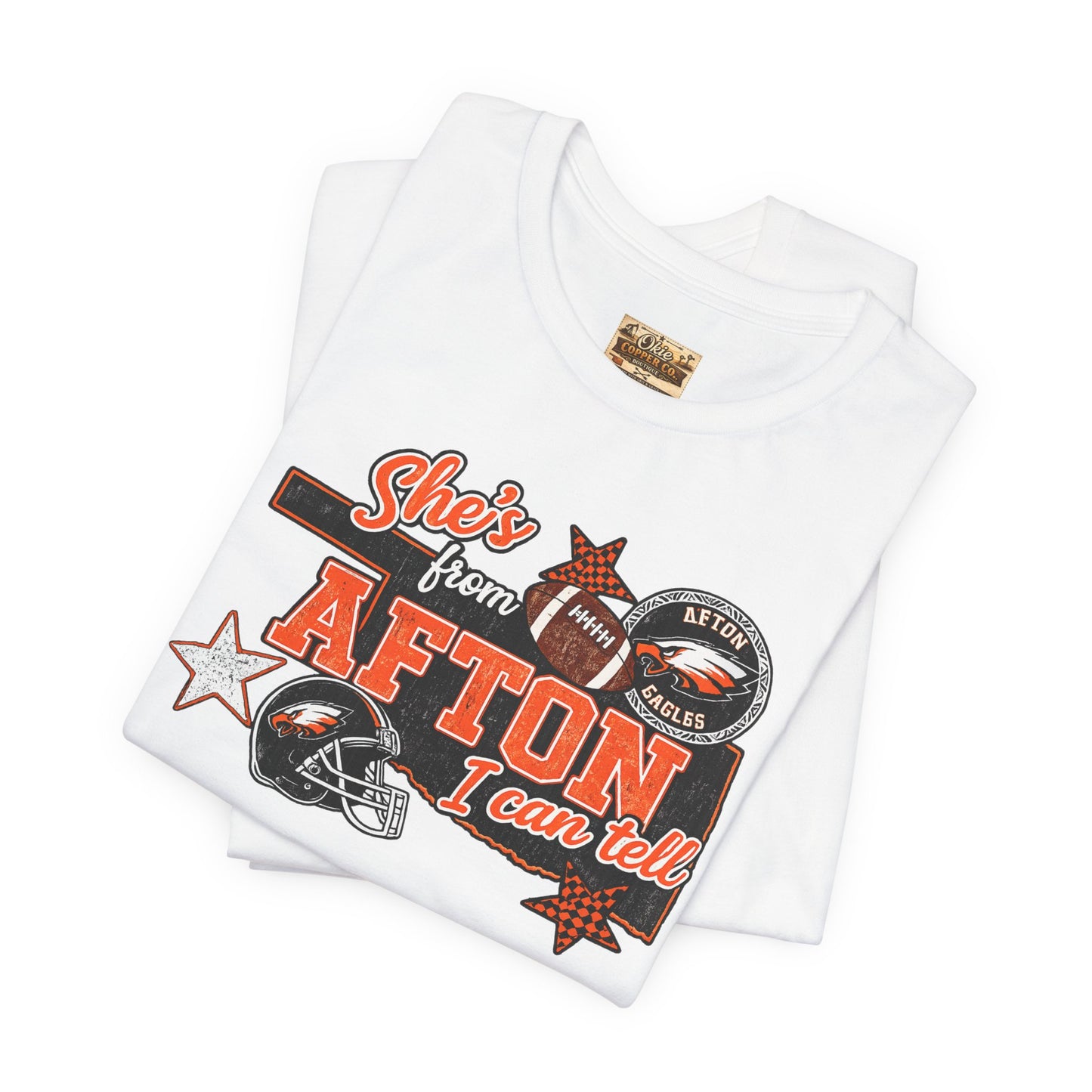 Afton Football Town Retro Graphic Tee — "Shes from Afton I can too"