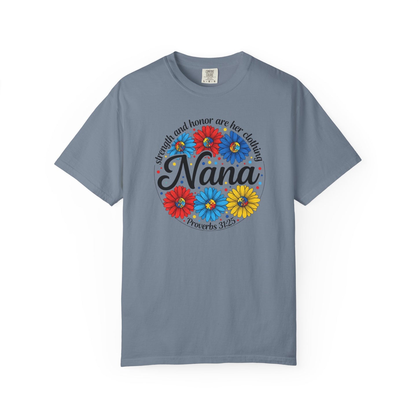 Nana Floral Proverbs T-Shirt — “Strength and Honor” Grandma Gift