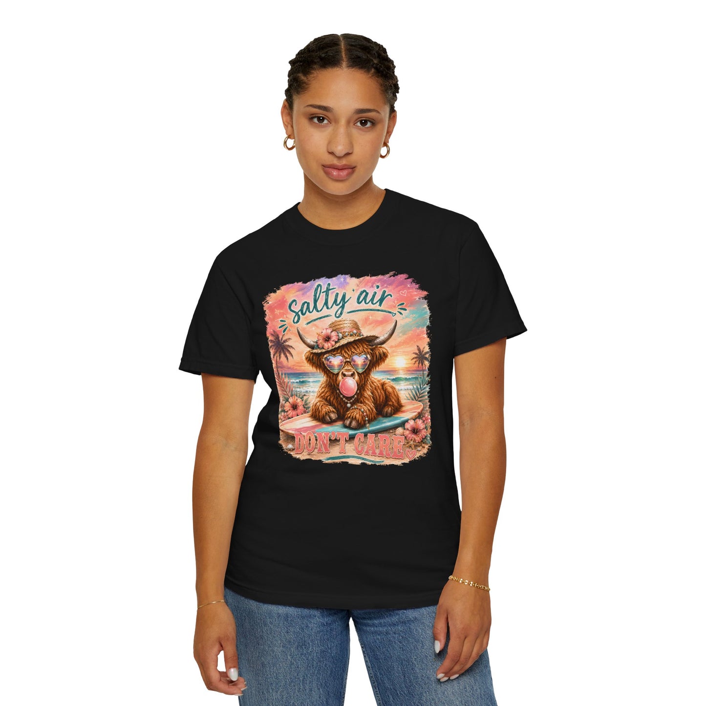 Salty Air "Don't Care" Beach Cow Graphic T-Shirt