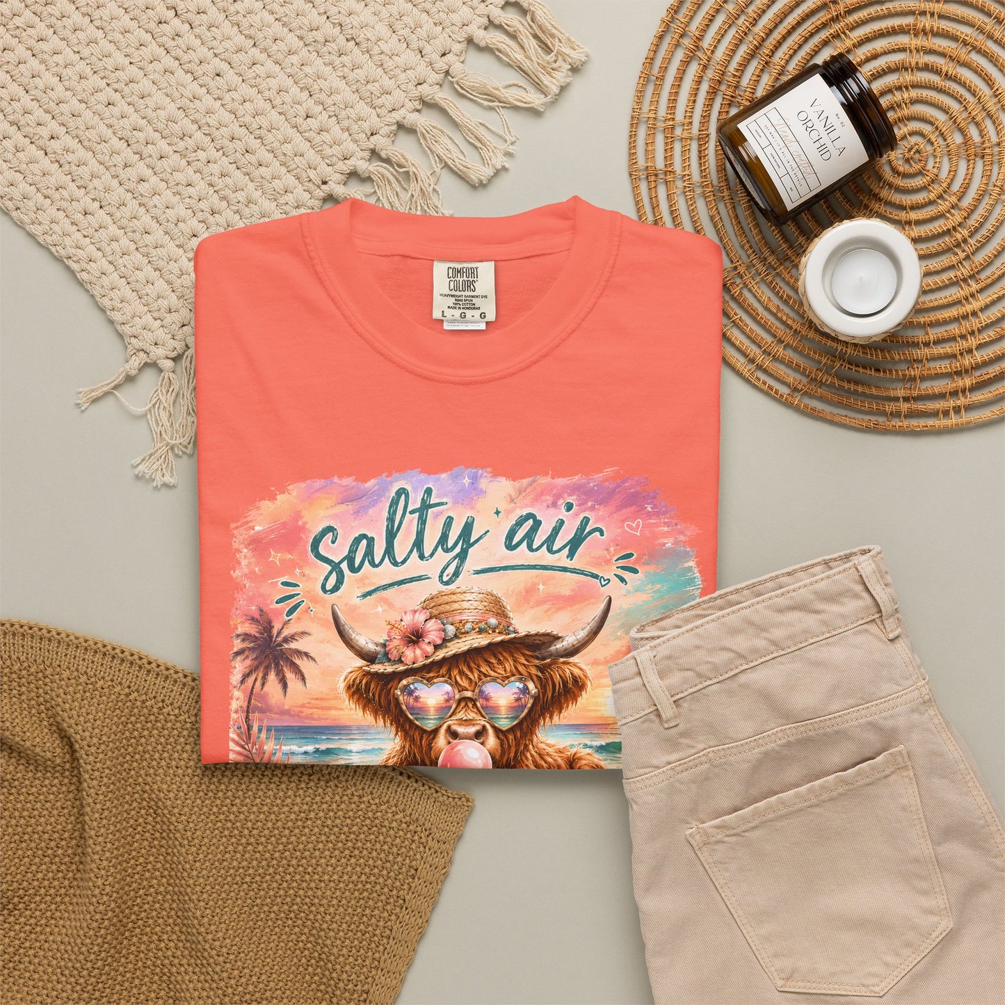 Salty Air "Don't Care" Beach Cow Graphic T-Shirt