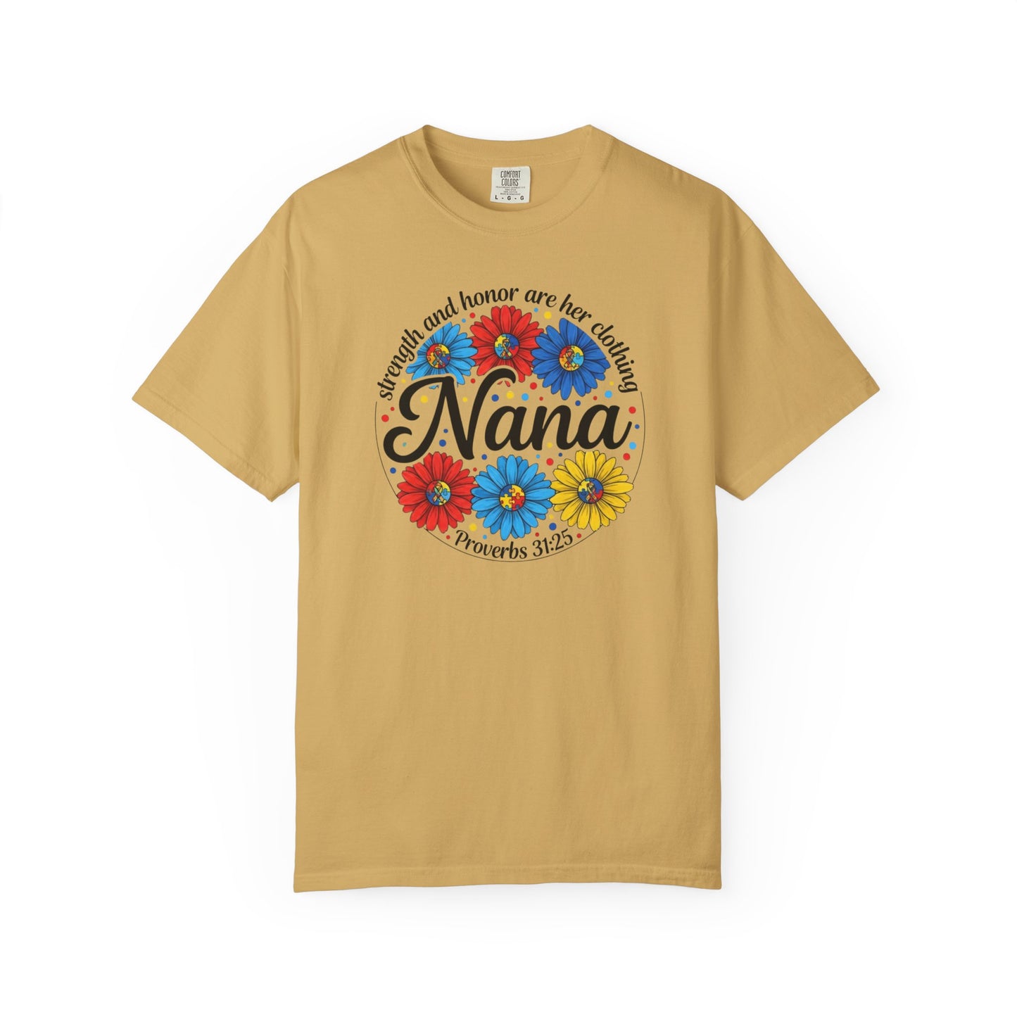Nana Floral Proverbs T-Shirt — “Strength and Honor” Grandma Gift