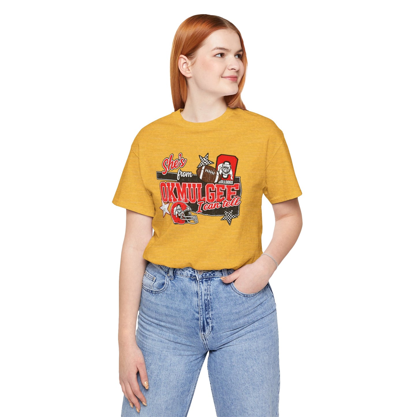 Okmulgee Cardinals Football Tee — She’s From Okmulgee Design