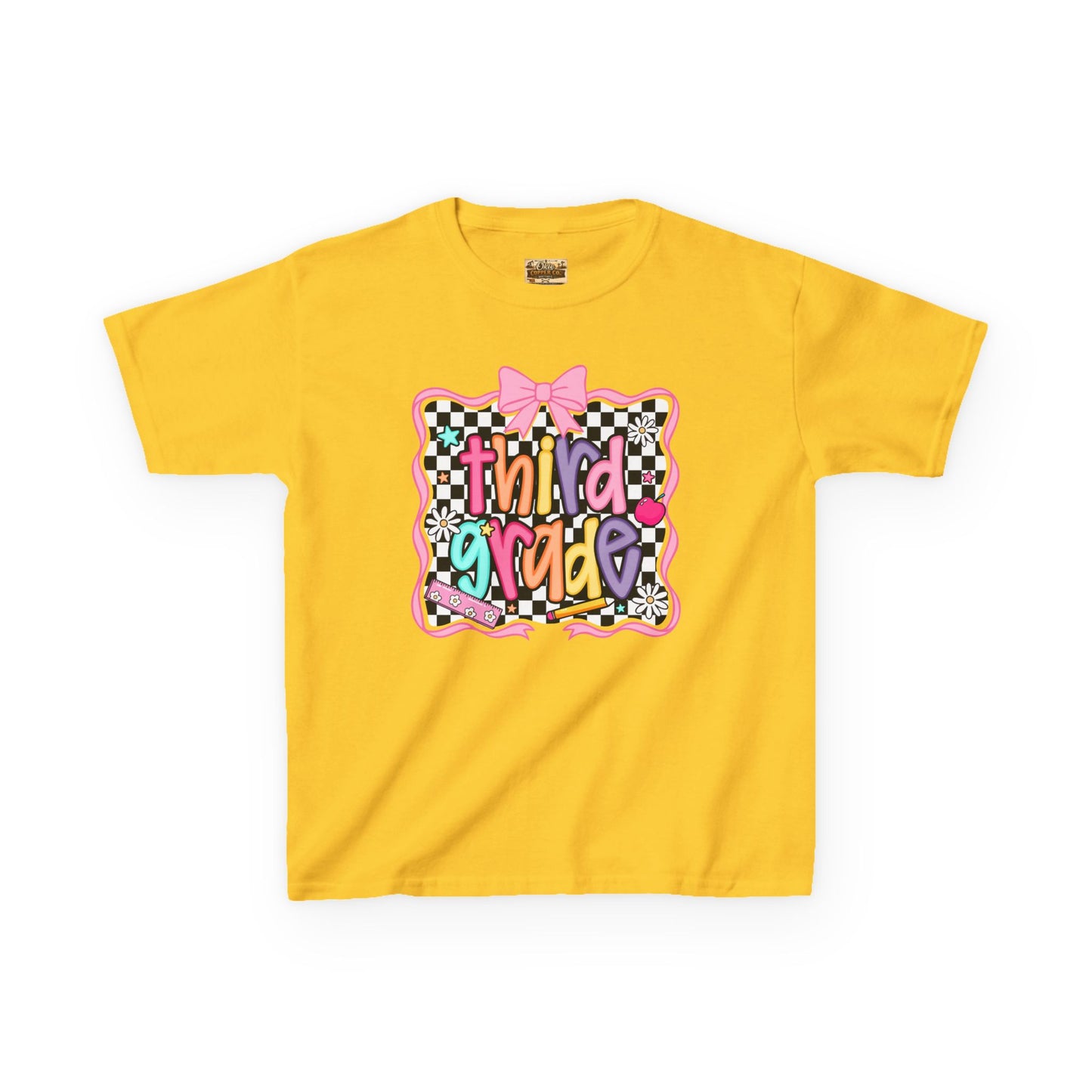 Third Grade Kids T-Shirt — Colorful Back-to-School Tee with Bow