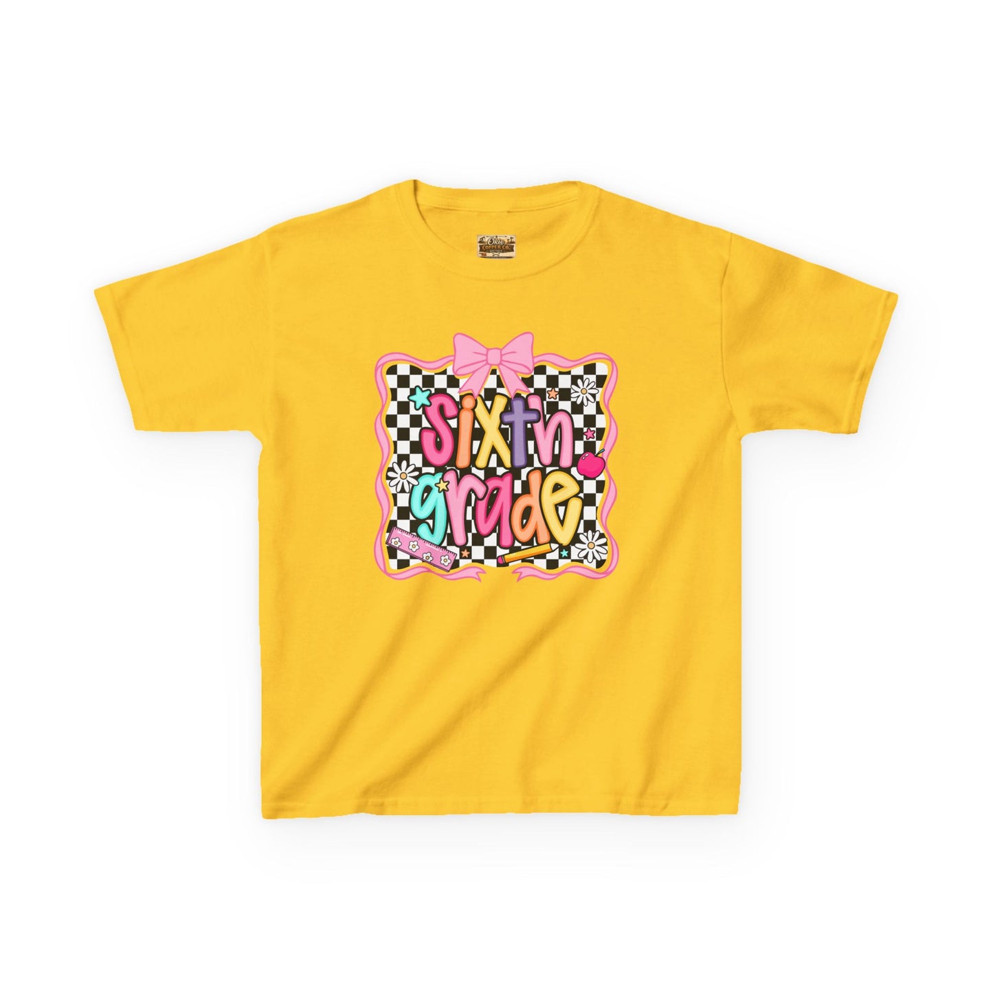 Sixth Grade Kids T‑Shirt - Colorful Checkerboard Back-to-School Tee