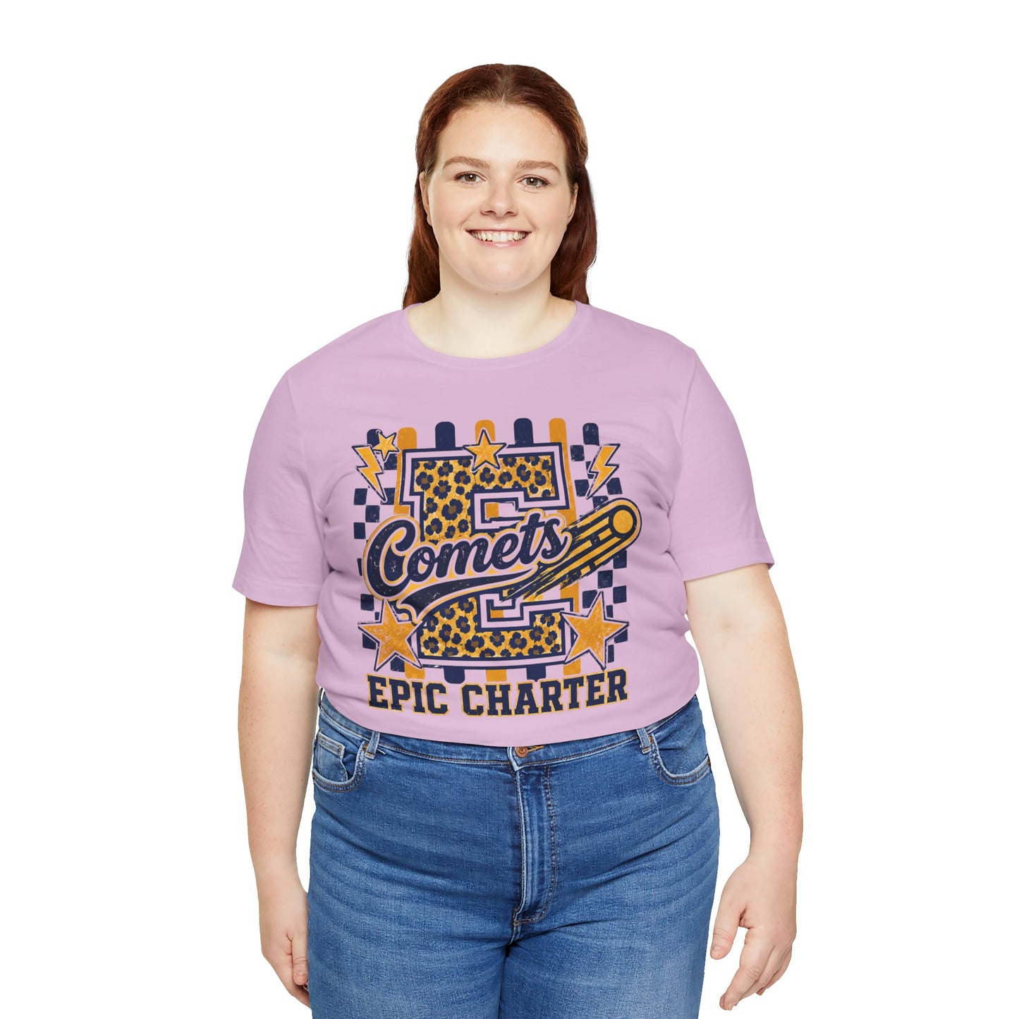 Comets Epic Charter Baseball T-Shirt — Leopard Letter Sports Tee