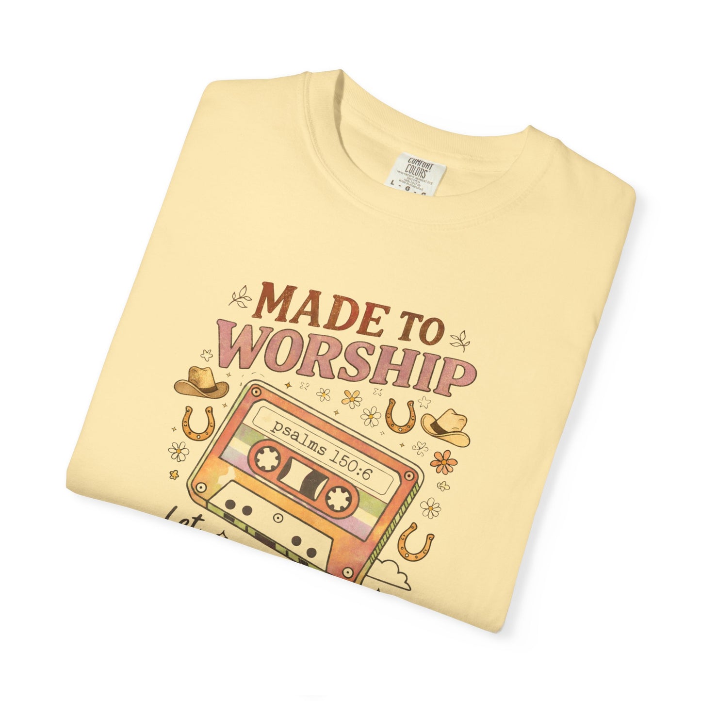 Made to Worship T-Shirt — Retro Cassette Christian Worship Tee