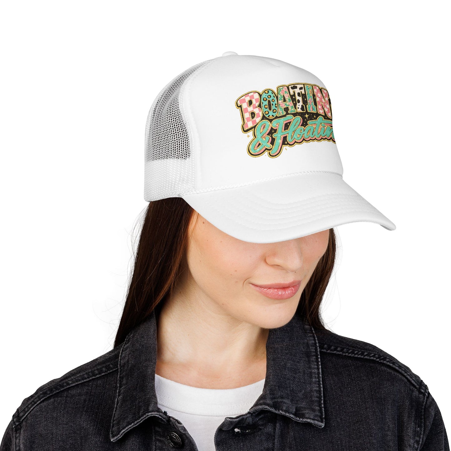 Boatin' & Floatin' Trucker Hat — Retro Floral Pool/Beach Foam Cap