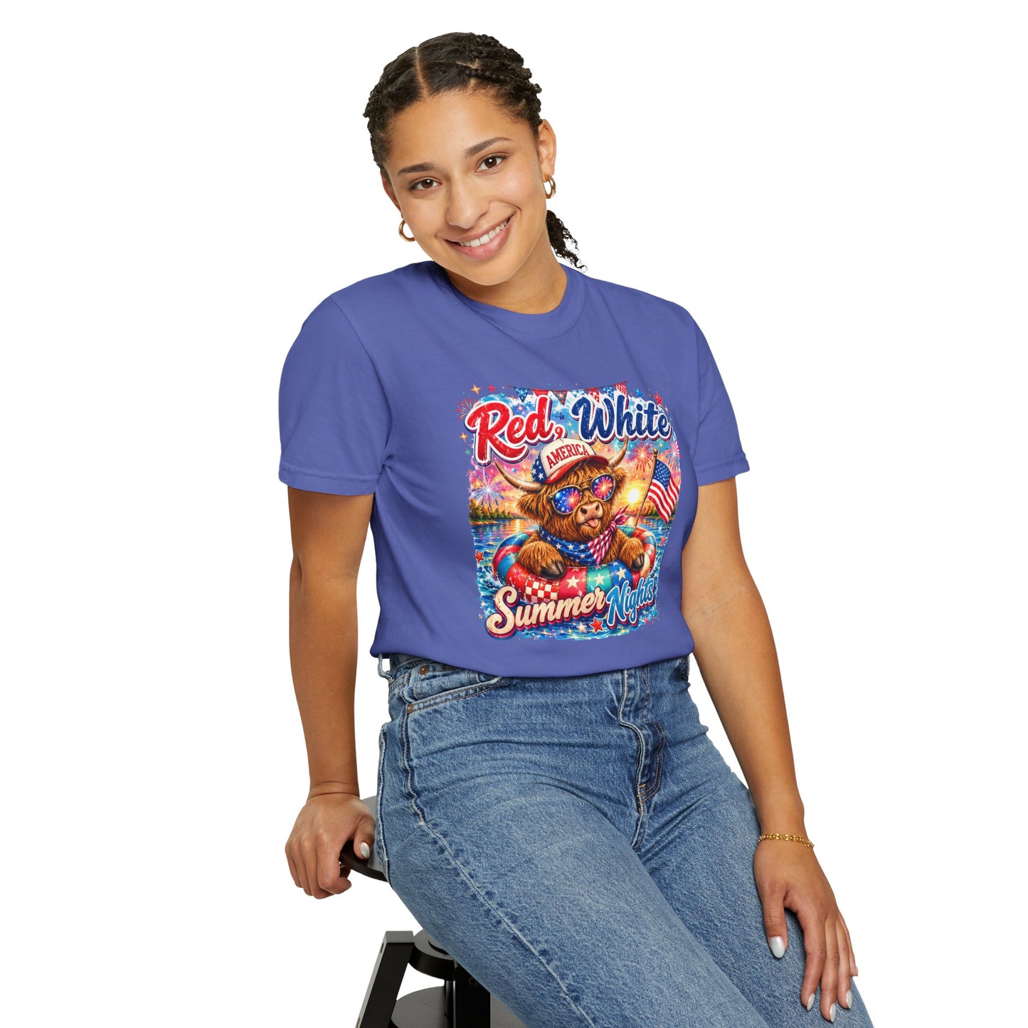 Red, White & Summer Nights T-Shirt — Patriotic Fourth of July Bear Graphic Tee