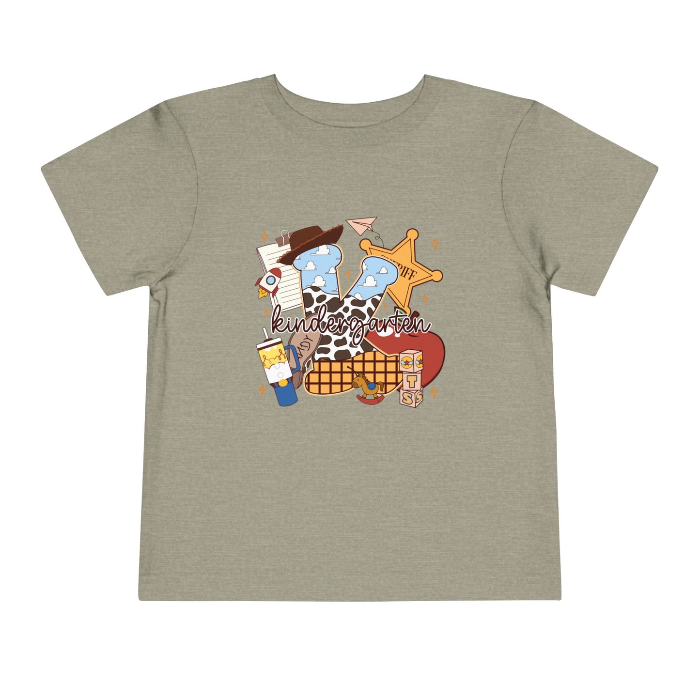 Toddler Tee — Cowboy Baby Western Collage | Sheriff Star, Boots & Wagon Wheel Graphic
