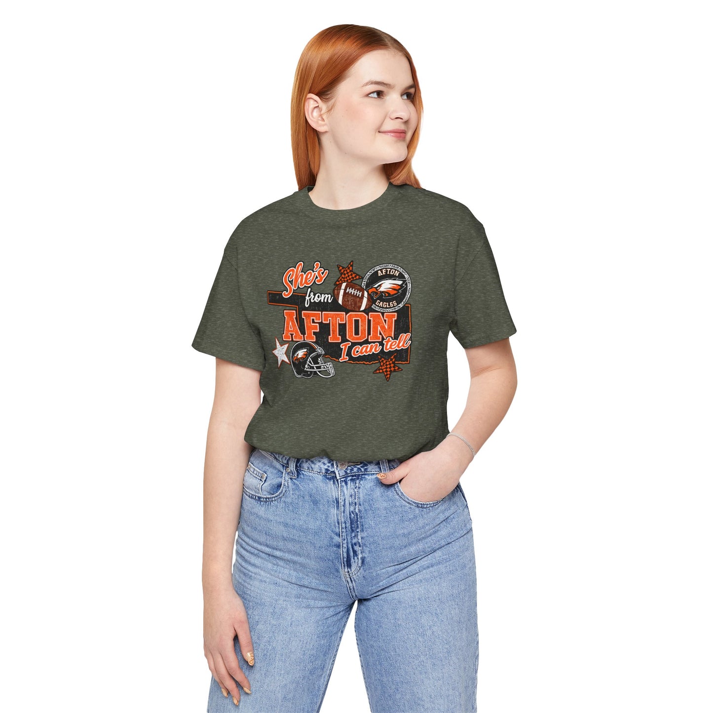 Afton Football Town Retro Graphic Tee — "Shes from Afton I can too"
