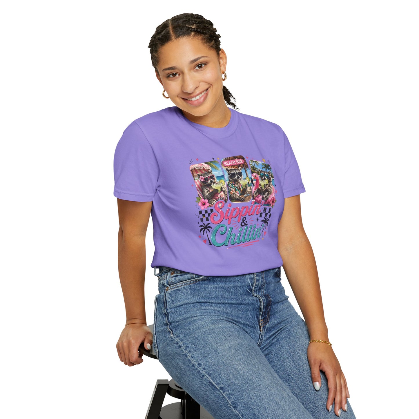 Sippin' & Chillin' T-Shirt — Retro Tropical Drink Graphic Tee