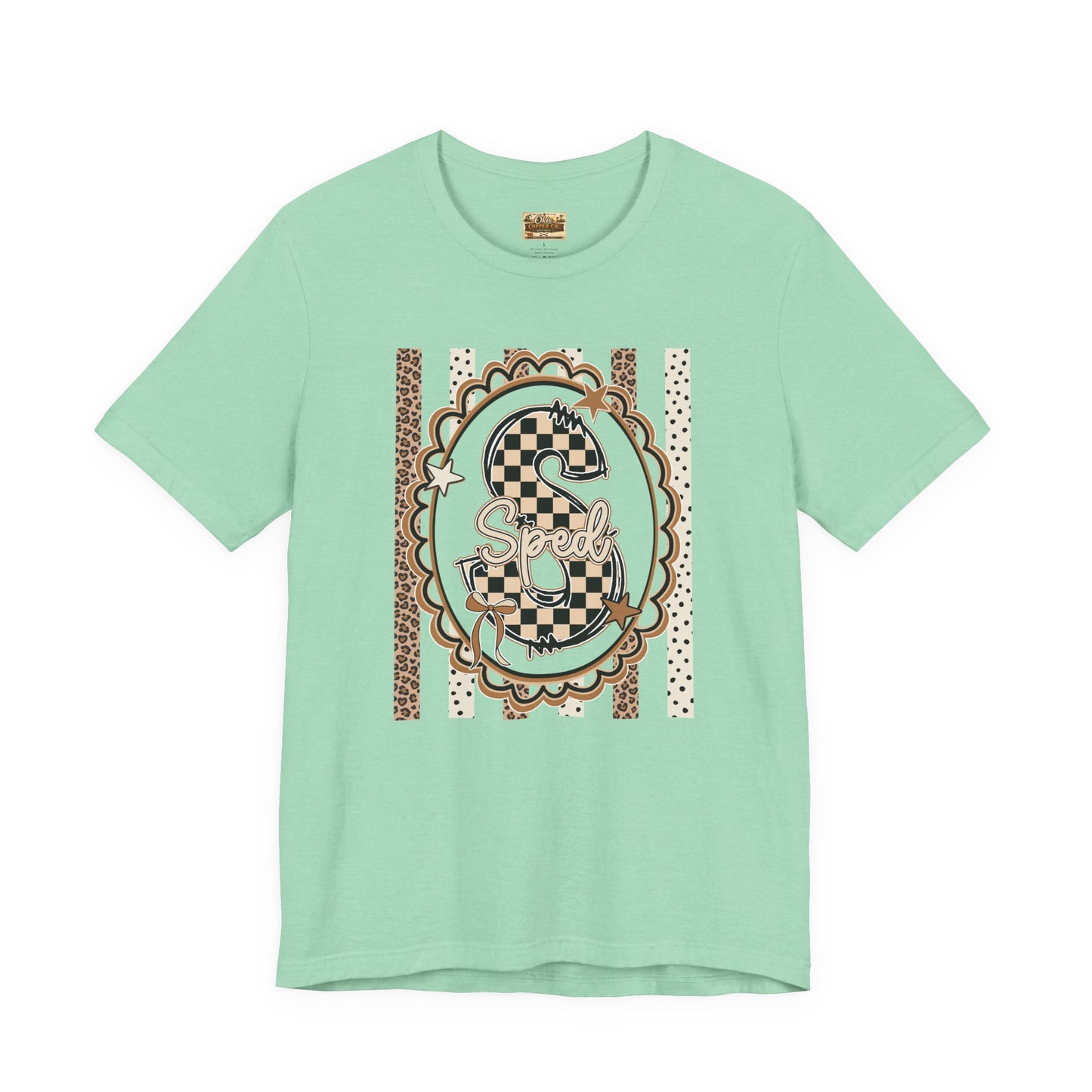 Sped S Monogram Tee — Checkerboard Leopard Graphic T-Shirt